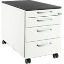 Schäfer Shop Select Rollcontainer 1233, 4 Schübe, Griff rund, weiss/graphit 