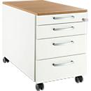 Schäfer Shop Select Rollcontainer 1233, 4 Schübe, Griff rund, weiss/Kirsche-Romana 