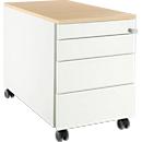 Schäfer Shop Select Rollcontainer 1233, 4 Schübe, mit Griffnut, weiß/Ahorn-Dekor 