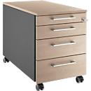 Schäfer Shop Select Rollcontainer 1233, mit Griff eckig, anthrazit/Eiche-Dekor