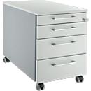 Schäfer Shop Select Rollcontainer 1233, mit Griff eckig, weißalu/lichtgrau/lichtgrau