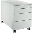 Schäfer Shop Select Rollcontainer 1233, mit Griffnut, B 435 x H 567 mm, lichtgrau/lichtgrau/lichtgrau