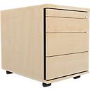 Schäfer Shop Select Rollcontainer 1233, Utensilienauszug + Schubladen, abschliessbar, Spanplatte, B 428 x T 600 x H 540 mm, Ahorn