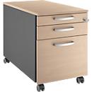 Schäfer Shop Select Rollcontainer 126, 1 Schublade, HR- & Utensilienauszug, runde Griffe, anthrazit/Eiche-Dekor
