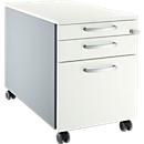 Schäfer Shop Select Rollcontainer 126, 1 Schublade, HR- & Utensilienauszug, runde Griffe, weißalu/weißalu/weiß