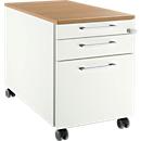 Schäfer Shop Select Rollcontainer 126, 3 Schübe, Griff eckig, weiß/Kirsche-Romana 