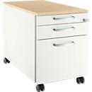 Schäfer Shop Select Rollcontainer 126, 3 Schübe, Griff rund, weiß/Ahorn-Dekor 