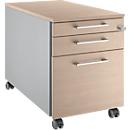 Schäfer Shop Select Rollcontainer 126, mit Griff eckig, weißalu/Eiche-Dekor