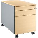 Schäfer Shop Select Rollcontainer 126, mit Griffnut, B 435 x T 765 x H 577 mm, weißalu/Ahorn-Dekor
