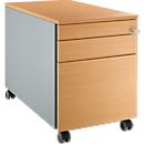 Schäfer Shop Select Rollcontainer 126, mit Griffnut, B 435 x T 765 x H 577 mm, weißalu/Buche-Dekor