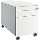 Schäfer Shop Select Rollcontainer 126, mit Griffnut, B 435 x T 765 x H 577 mm, weißalu/weißalu/weiß