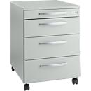 Schäfer Shop Select Rollcontainer LOGIN, 3 Schubladen, 1 Utensilienauszug, Zentralverriegelung, B 432 x T 580 x H 595 mm, lichtgrau 