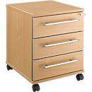 Schäfer Shop Select Rollcontainer Moxxo IQ 333, 3 Schübe, B 410 x T 495 x H 510 mm, abschließbar, Buche-Dekor