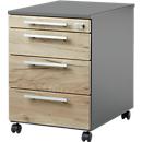 Schäfer Shop Select Rollcontainer SET UP, abschließbar, B 432 x T 580 x H 595 mm, graphit/eiche 
