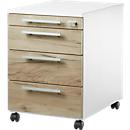 Schäfer Shop Select Rollcontainer SET UP, abschließbar, B 432 x T 580 x H 595 mm, weiß/eiche 