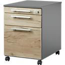 Schäfer Shop Select Rollcontainer SET UP mit HR, abschließbar, B 432 x T 580 x H 595 mm, graphit/eiche 