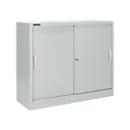 Schäfer Shop Select Schiebetürenschrank MS iCONOMY, Stahl, 3 Ordnerhöhen, B 1200 x T 400 x H 1215 mm, lichtgrau RAL 7035