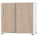 Schäfer Shop Select Schiebetürenschrank SET UP, abschließbar, 2 Ordnerhöhen, B 800 x T 420 x H 788 mm, weiß/eiche