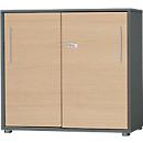 Schäfer Shop Select Schiebetürenschrank Start Off, 2 OH, abschließbar, B 800 x T 420 x H 744 mm, Holz, graphit/ahorn