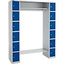 Schäfer Shop Select Schließfachgarderobe, mit Hutablage & Kleiderstange, 2 x 6 Fächer, B 1735 x T 500 x H 1950 mm, weißalu/enzianblau