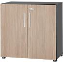 Schäfer Shop Select Schrank SET UP, 2 OH, abschließbar, B 800 x T 420 x H 788 mm, graphit/eiche
