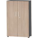 Schäfer Shop Select Schrank SET UP, 4 OH, abschließbar, B 800 x T 420 x H 1514 mm, graphit/eiche