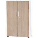 Schäfer Shop Select Schrank SET UP, 4 OH, abschließbar, B 800 x T 420 x H 1514 mm, weiß/eiche