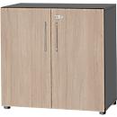 Schäfer Shop Select Schrank Start Off, 2 OH, abschließbar, B 800 x T 420 x H 788 mm, Holz, graphit/Eiche-Dekor