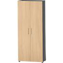 Schäfer Shop Select Schrank Start Off, 6 OH, abschließbar, B 800 x T 420 x H 2240 mm, Holz, graphit/ahorn