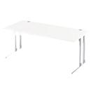 Schäfer Shop Select Schreibtisch COMBITEC, Freiform, Ansatz links, C-Fuß, B 1800 x T 1000/800 x H 677-817 mm, weiß/weißaluminium