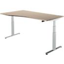 Schäfer Shop Select Schreibtisch DRIVE UP 2, elektrisch höhenverstellbar, Freiform, Ansatz links, T-Fuß, B 1800 mm, Eiche/weißalu
