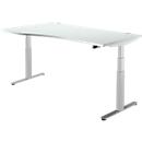 Schäfer Shop Select Schreibtisch DRIVE UP 2, elektrisch höhenverstellbar, Freiform, Ansatz links, T-Fuß, B 1800 mm, lichtgrau/weißalu