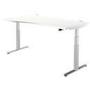 Schäfer Shop Select Schreibtisch DRIVE UP 2, elektrisch höhenverstellbar, Freiform, Ansatz links, T-Fuß, B 1800 mm, weiß/weißalu