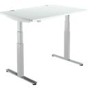 Schäfer Shop Select Schreibtisch DRIVE UP 2, elektrisch höhenverstellbar, Rechteck, T-Fuß, B 1200 x T 800 x H 630-1290 mm, lichtgrau/weißaluminium 