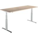 Schäfer Shop Select Schreibtisch DRIVE UP 2, elektrisch höhenverstellbar, Rechteck, T-Fuß, B 1800 x T 800 x H 630-1290 mm, Eiche/weißalu