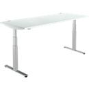 Schäfer Shop Select Schreibtisch DRIVE UP 2, elektrisch höhenverstellbar, Rechteck, T-Fuß, B 1800 x T 800 x H 630-1290 mm, lichtgrau/weißaluminium 