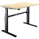 Schäfer Shop Select Schreibtisch, elektrisch höhenverstellbar, Rechteck, C-Fuß, B 1200 x T 800 x H 725-1185 mm, Ahorn/schwarz