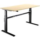 Schäfer Shop Select Schreibtisch, elektrisch höhenverstellbar, Rechteck, C-Fuß, B 1600 x T 800 x H 725-1185 mm, Ahorn/schwarz