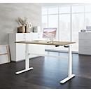 Schäfer Shop Select Schreibtisch, elektrisch höhenverstellbar, Rechteck, C-Fuß, B 1600 x T 800 x H 725-1185 mm, Wildeiche/weiß
