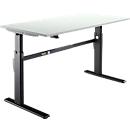 Schäfer Shop Select Schreibtisch, elektrisch höhenverstellbar, Rechteck, C-Fuß, B 1800 x T 800 x H 725-1185 mm, lichtgrau/schwarz