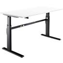 Schäfer Shop Select Schreibtisch, elektrisch höhenverstellbar, Rechteck, C-Fuß, B 1800 x T 800 x H 725-1185 mm, weiß/schwarz