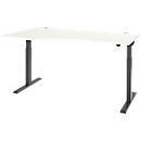 Schäfer Shop Select Schreibtisch ERGO-T 2.0, elektrisch höhenverstellbar, Freiform Ansatz links, T-Fuß, B 1800 x H 715-1205 mm, weiß/anthrazit