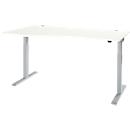 Schäfer Shop Select Schreibtisch ERGO-T 2.0, elektrisch höhenverstellbar, Freiform Ansatz links, T-Fuß, B 1800 x H 715-1205 mm, weiß/weißalu 