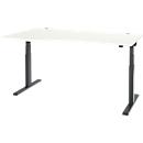 Schäfer Shop Select Schreibtisch ERGO-T 2.0, elektrisch höhenverstellbar, Freiform Ansatz links, T-Fuß, B 1800x H 640-1300 mm, weiß/anthrazit 