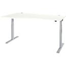 Schäfer Shop Select Schreibtisch ERGO-T 2.0, elektrisch höhenverstellbar, Freiform Ansatz links, T-Fuß, B 1800x H 640-1300 mm, weiß/weißalu