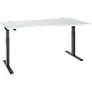 Schäfer Shop Select Schreibtisch ERGO-T 2.0, elektrisch höhenverstellbar, Freiform Ansatz rechts, T-Fuß, B 1800 x H 715-1205 mm, lichtgrau/anthrazit