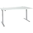 Schäfer Shop Select Schreibtisch ERGO-T 2.0, elektrisch höhenverstellbar, Freiform Ansatz rechts, T-Fuß, B 1800 x H 715-1205 mm, lichtgrau/weißalu