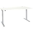 Schäfer Shop Select Schreibtisch ERGO-T 2.0, elektrisch höhenverstellbar, Freiform Ansatz rechts, T-Fuß, B 1800 x H 715-1205 mm, weiß/weißalu 