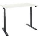 Schäfer Shop Select Schreibtisch ERGO-T 2.0, elektrisch höhenverstellbar, Rechteck, T-Fuß, B 1200 x T 800 x H 640-1300 mm, weiß/anthrazit