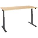 Schäfer Shop Select Schreibtisch ERGO-T 2.0, elektrisch höhenverstellbar, Rechteck, T-Fuß, B 1600 x T 800 x H 640-1300 mm, Ahorn/anthrazit
